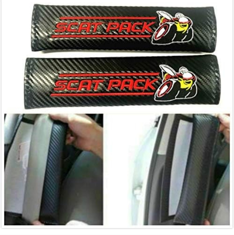 2 new Scat pack Embroidered seat belt Strap shoulder Pads